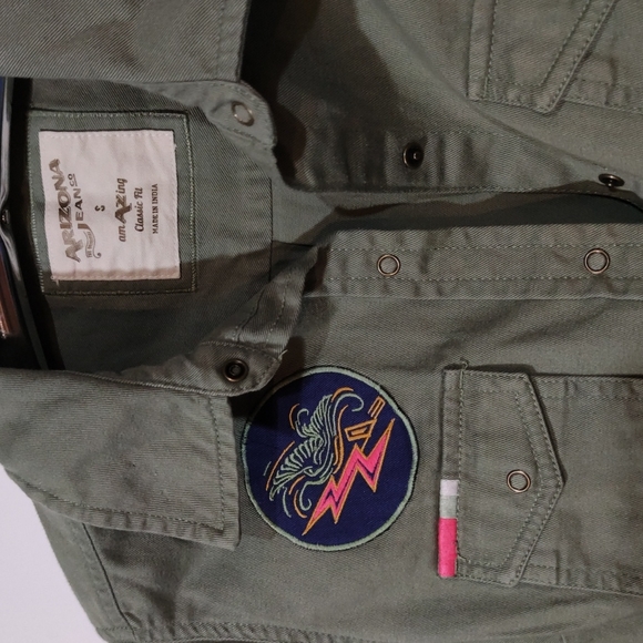 Utility cotton button down shirt Jacket Arizona patchwork forest ranger outdoor - Picture 3 of 9